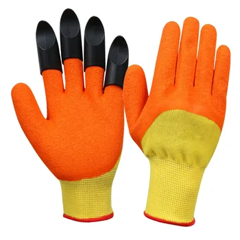 GR4008 ABS fingerstall Latex foam coated garden hand gloves anti-slip planting digging work gloves