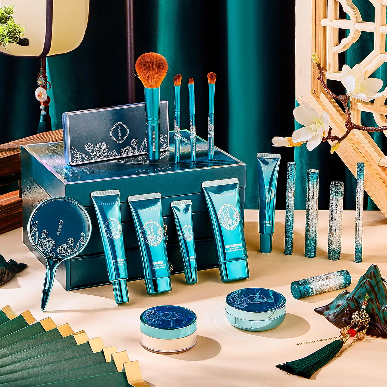 All In One Natural Environmental Lotus Makeup Set Box Essential For