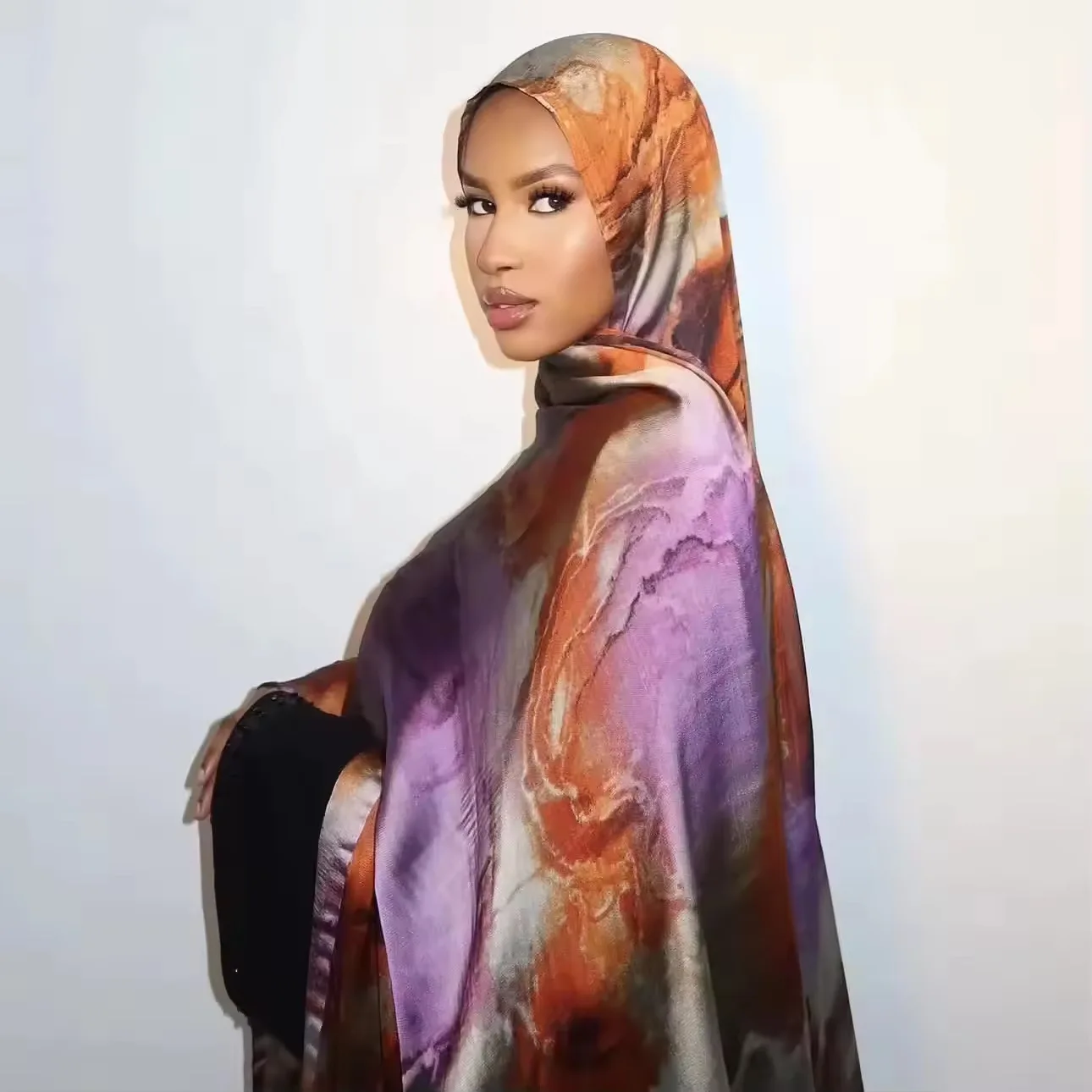 New Arrival Printed Modal Muslim Shawl Scarfs Hijab Silk Tie Dye Scarf Rendering Women Scarfs