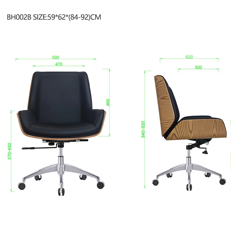 product high back bent plywood wooden boss chair swivel luxury leather adjustable computer boss office chair-107