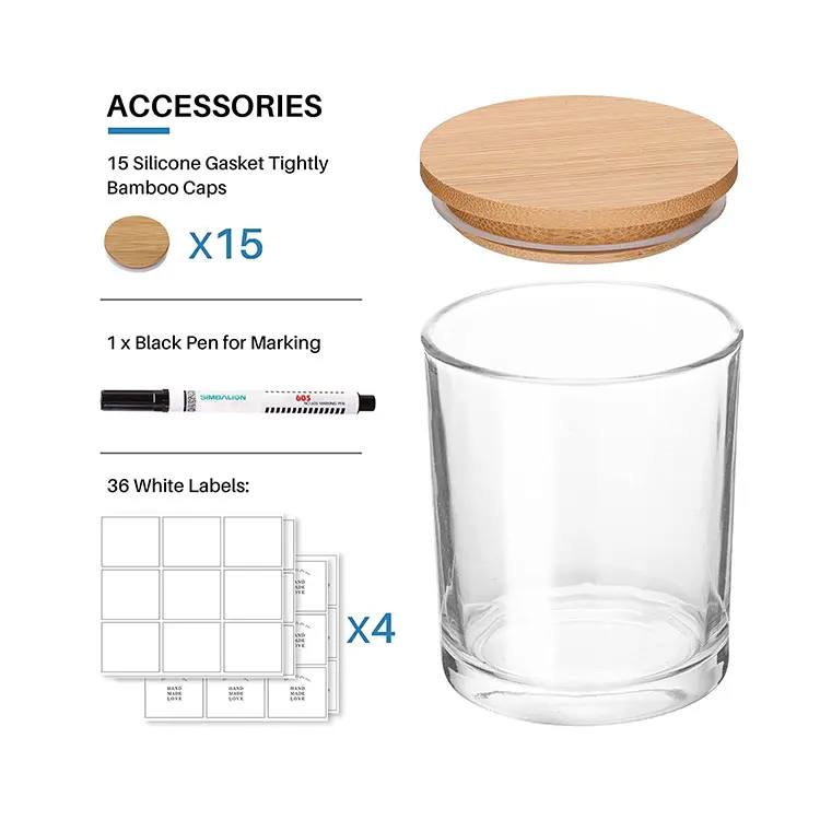 Wholesale Empty 7oz 200ml Clear Glass Candle Jars Container Vessel With