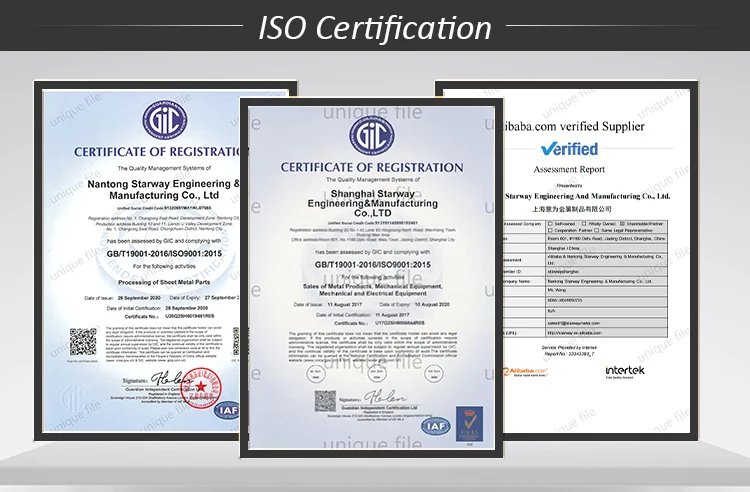 ISO 9001 Certified Factory  Custom China Sheet Metal Fabrication Service Laser Cutting Bending Welding Assembly Processing