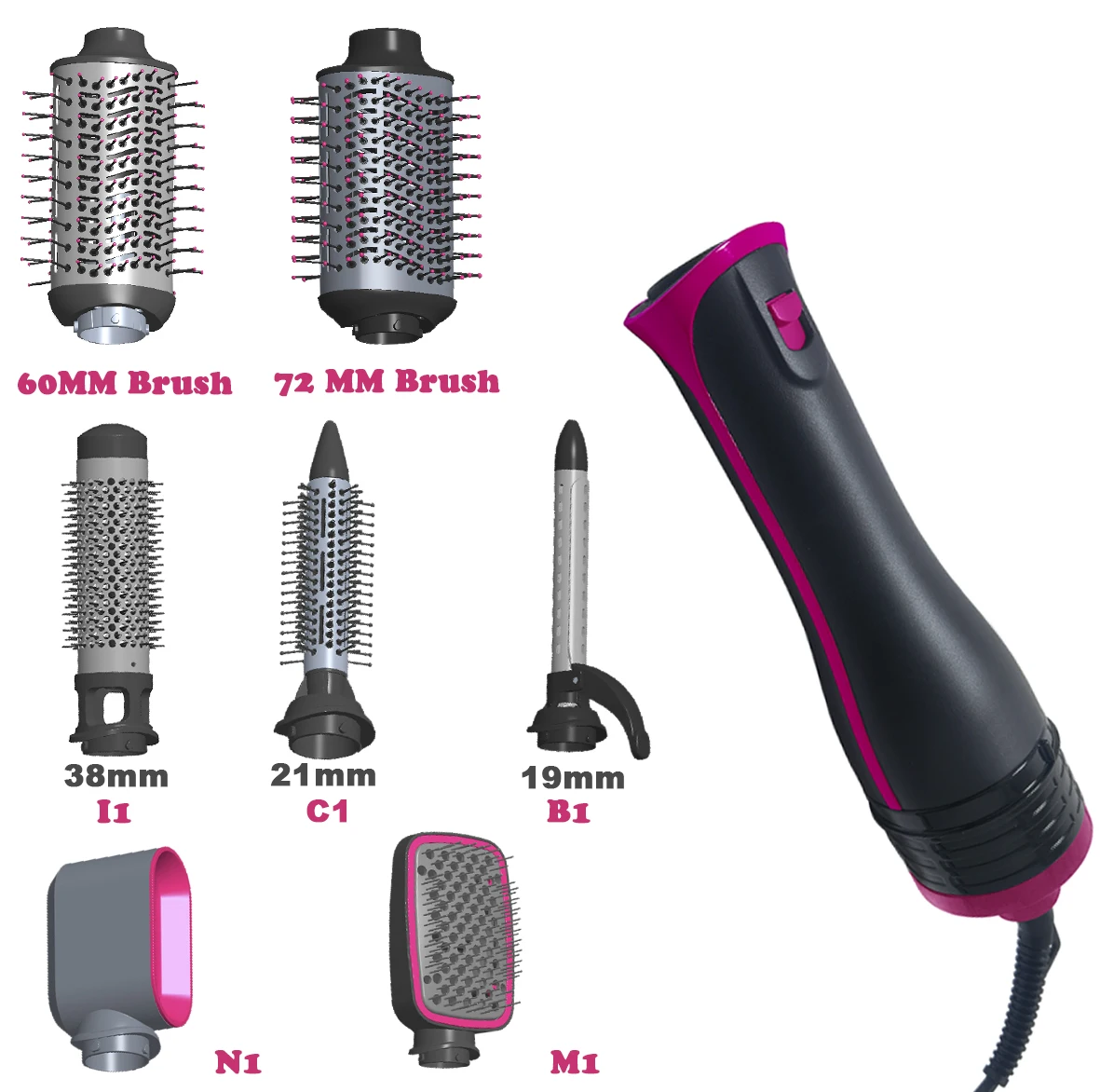 Multifunctional 5 In 1 Hair Dryer Volumizer Interchangeable Hot Air