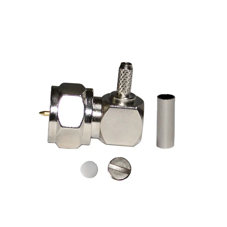 F-C-JW1.5 Coaxial Connector Nickel Plated F Bent Male Copper Connector for RG174/RG316 Cable Assemblies