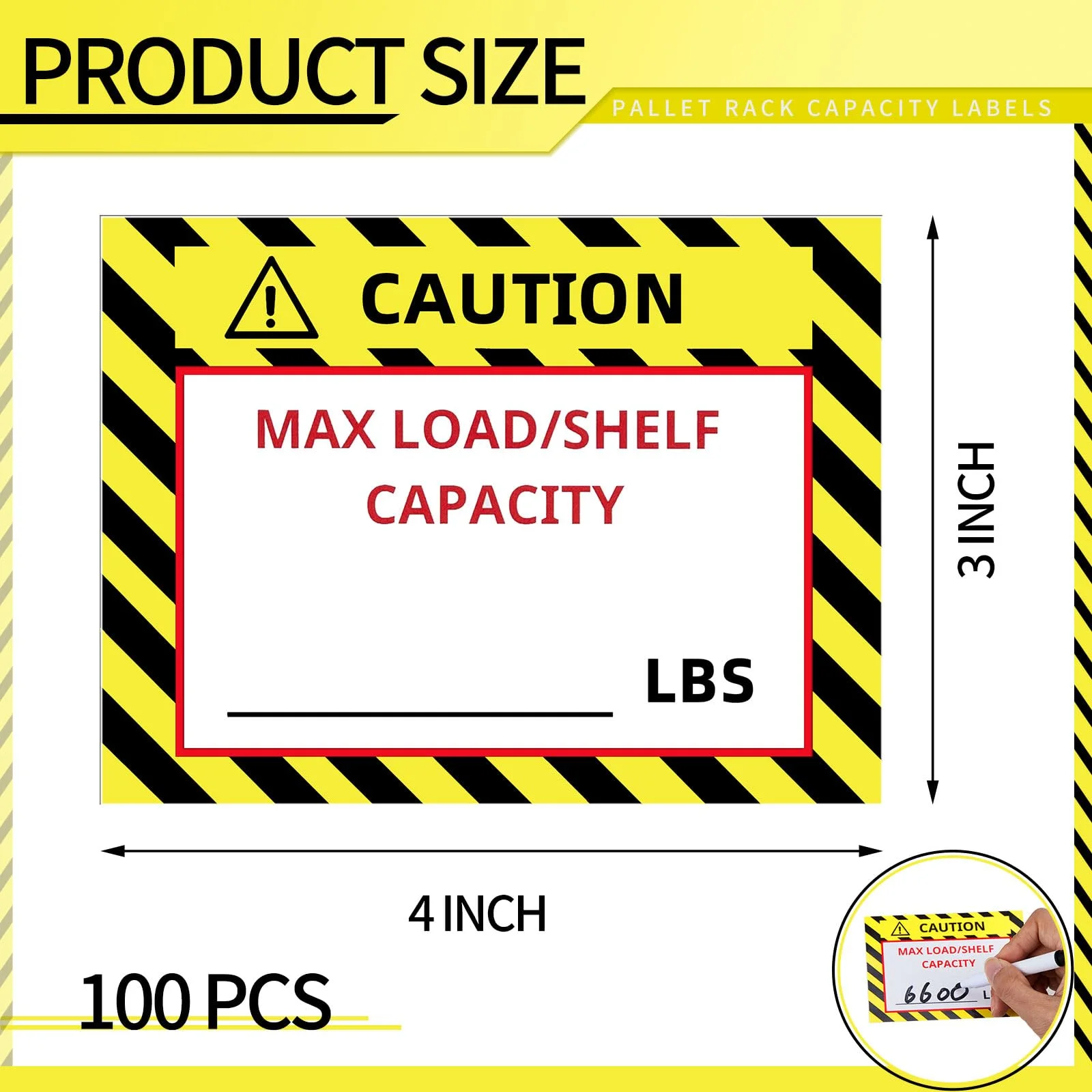 Pallet Rack Capacity Labels 3 X 4 Inches Pallet Racking Caution Max ...