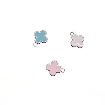 Cute Mini Silver Plated Enamel Muslim Islam Pink Blue White Cross Flower Charms Pendant For Baby Pin