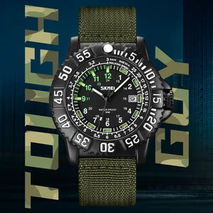 SKMEI Special Design 9281 Men's Quartz Watch Antique Luxury Design Nylon Strap High Quality Sample OEM 3BAR Water Resistant