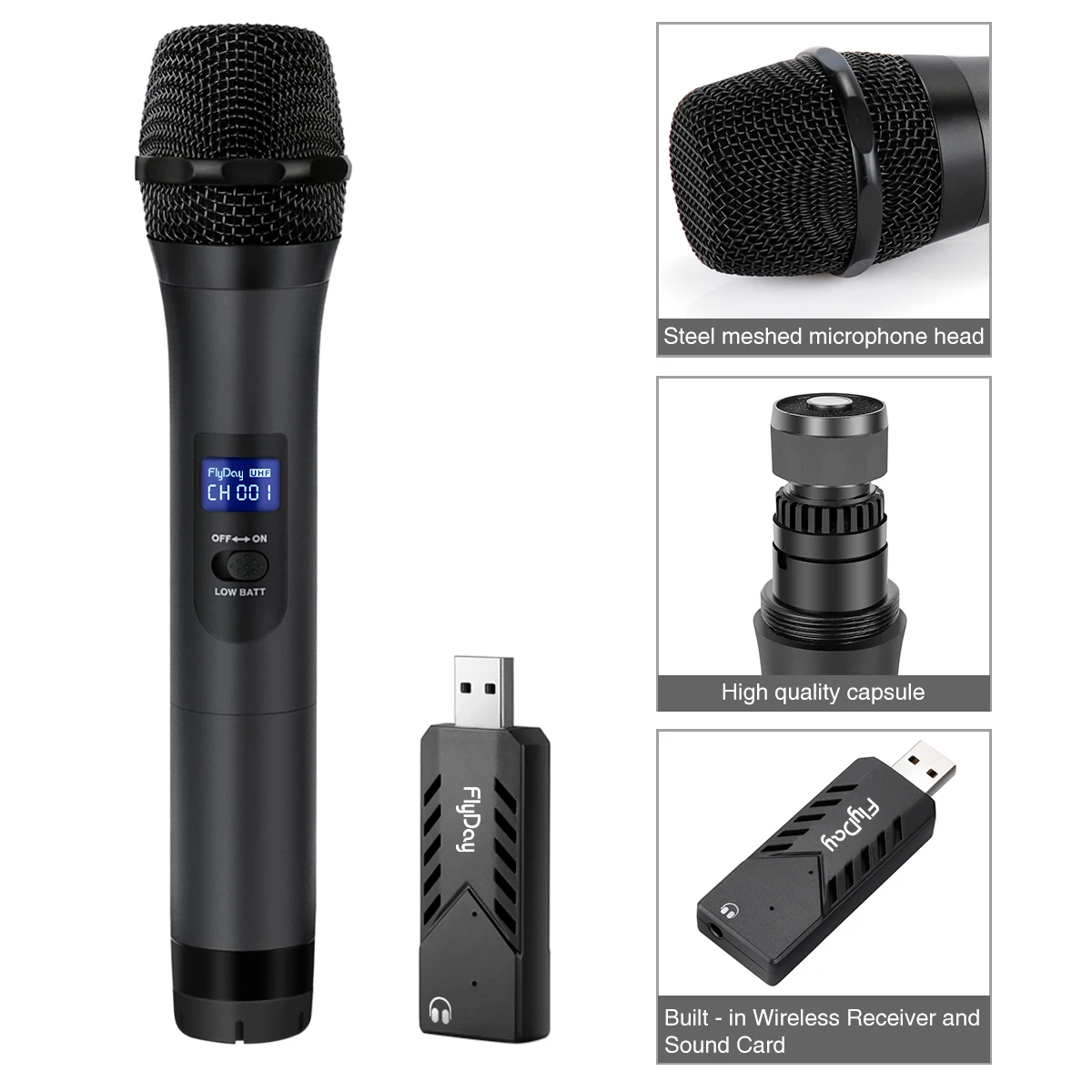 Facoty Oem K026 Uhf Usb Cordless Mic Cordless 6.5mm Dynamic Wireless 