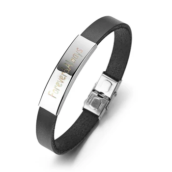 Personalized Bracelet Customized Engraving Name/Date/Coordinates Leather Bracelet