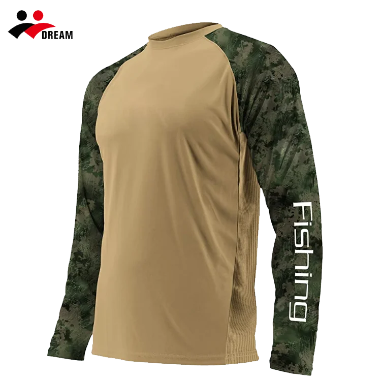 Benotzerdefinéiert UPF50+ Sonneschutz Feuchtigkeitsabwehr Polyester Spandex Fëschkleeder Männer Langärm Mesh Ventiléiert UV Fëscherei833_voghion.com