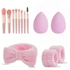 Pink-13-piece makeup sponge set-opp bag