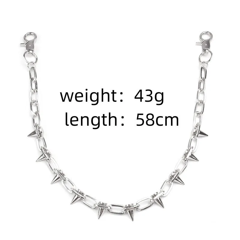 Catena Portafoglio A Strati Argento Con Pendenti Croce, Teschio E Stella - Accessorio Punk Gotico Unisex Per Jeans E Pantaloni - 2