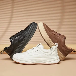 2026 Model Men's Sporty Breathable Odor-free Flat Shoes in White Color Featuring a Soft Sole Design Stylish and Beautiful