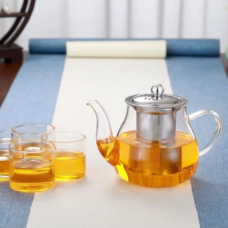 Théière En Verre Borosilicate 250 Ml KAV - Infuseur Inox, Résistante Chaleur, Design Carré Transparent - Thé En Vrac & Fleurs