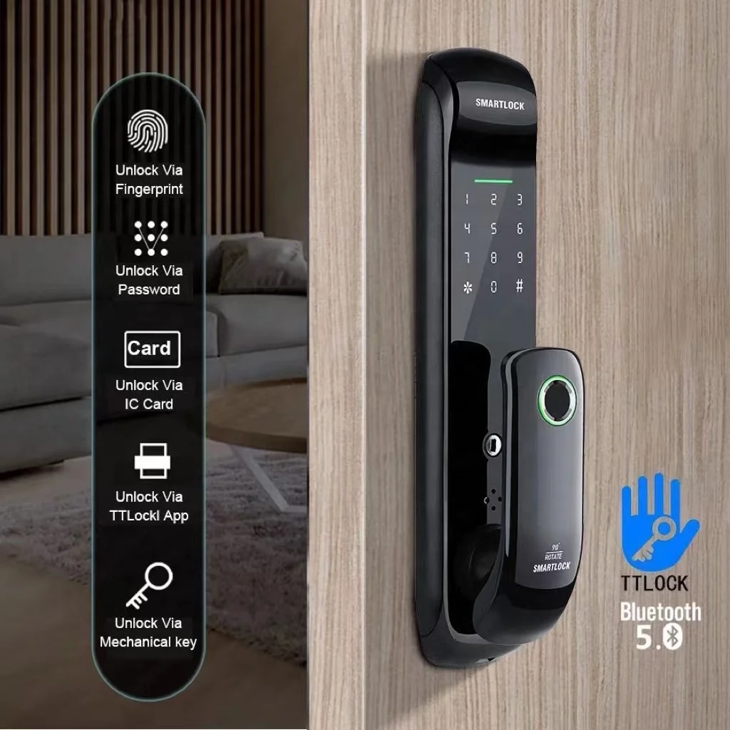 Smart Mortise Keyless Lock Smart Handle Lock Fingerprint PIN Code Lock With Mechanical Keys for Airbnb