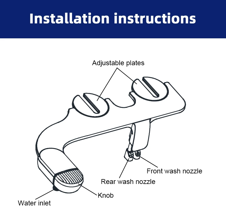 Bathroom Adjustable Water Pressure Toilet Bidet Sprayer Non Electric Ultra-Slim Dual Nozzle Shattaf Bidet Attachment factory