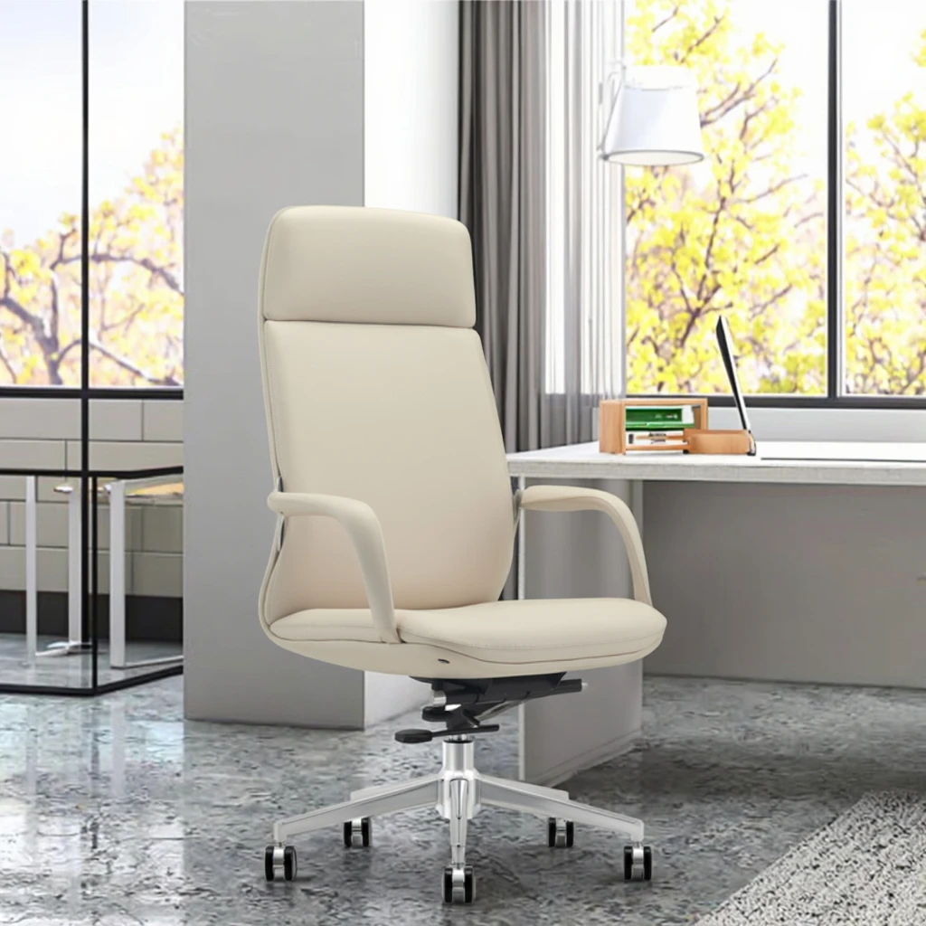 Leather Executive Managers Chair Double Plywood Core Butterfly Mechanism Commercial Grade 6