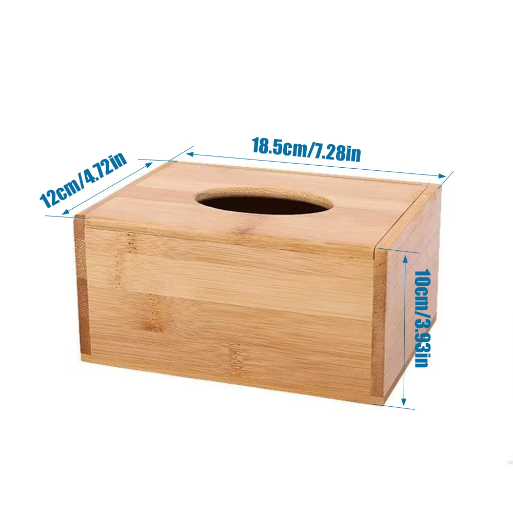 Tailai Bamboo Rectangular Tissue Box Tissue Holder Napkin Dispenser Wooden Rectangular Tissue Box Napkin Holder