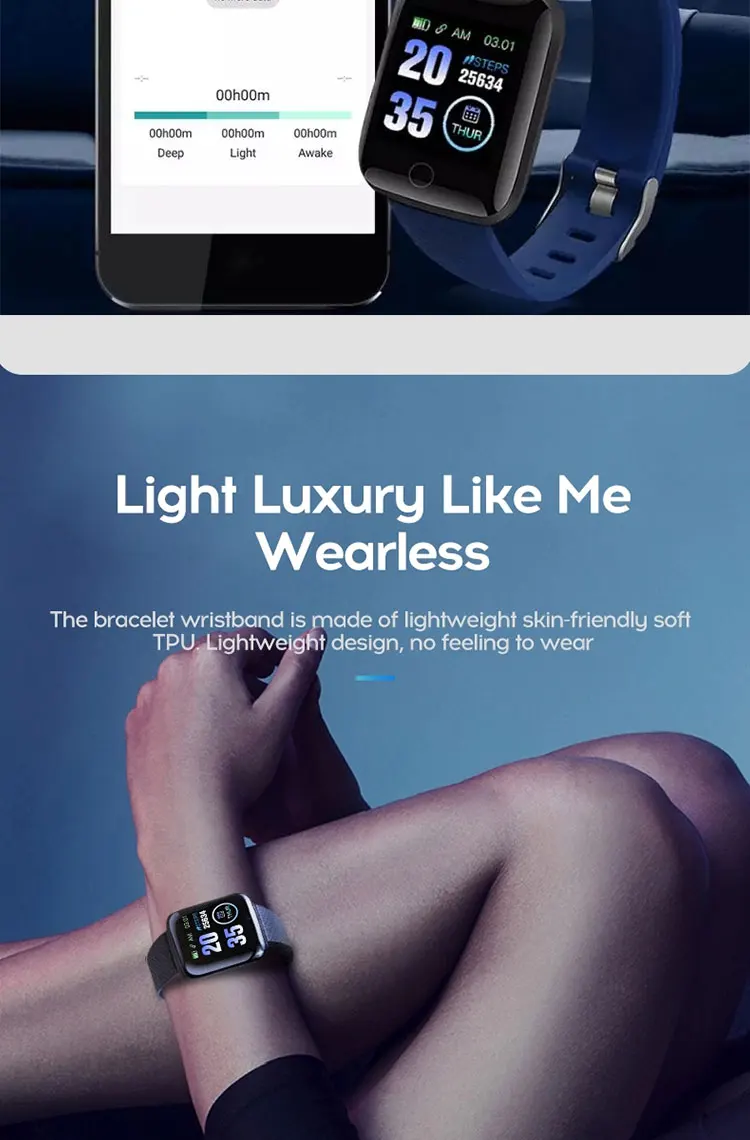 Promotional Smart Watch D116 plus Health Monitor, IP67 Waterproof Intelligent Smart Bracelet For Sports