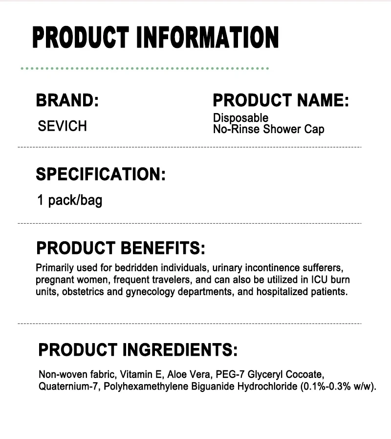 No Water Rinse Free Shampoo Cap Antidandruff Itch Relief Waterproof