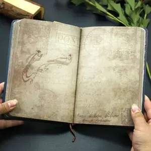 Retro Creative Dunhuang Illustration Student Journal Full Color A5 Handbook Notebook Leather Hardcover Bound Thread Printed