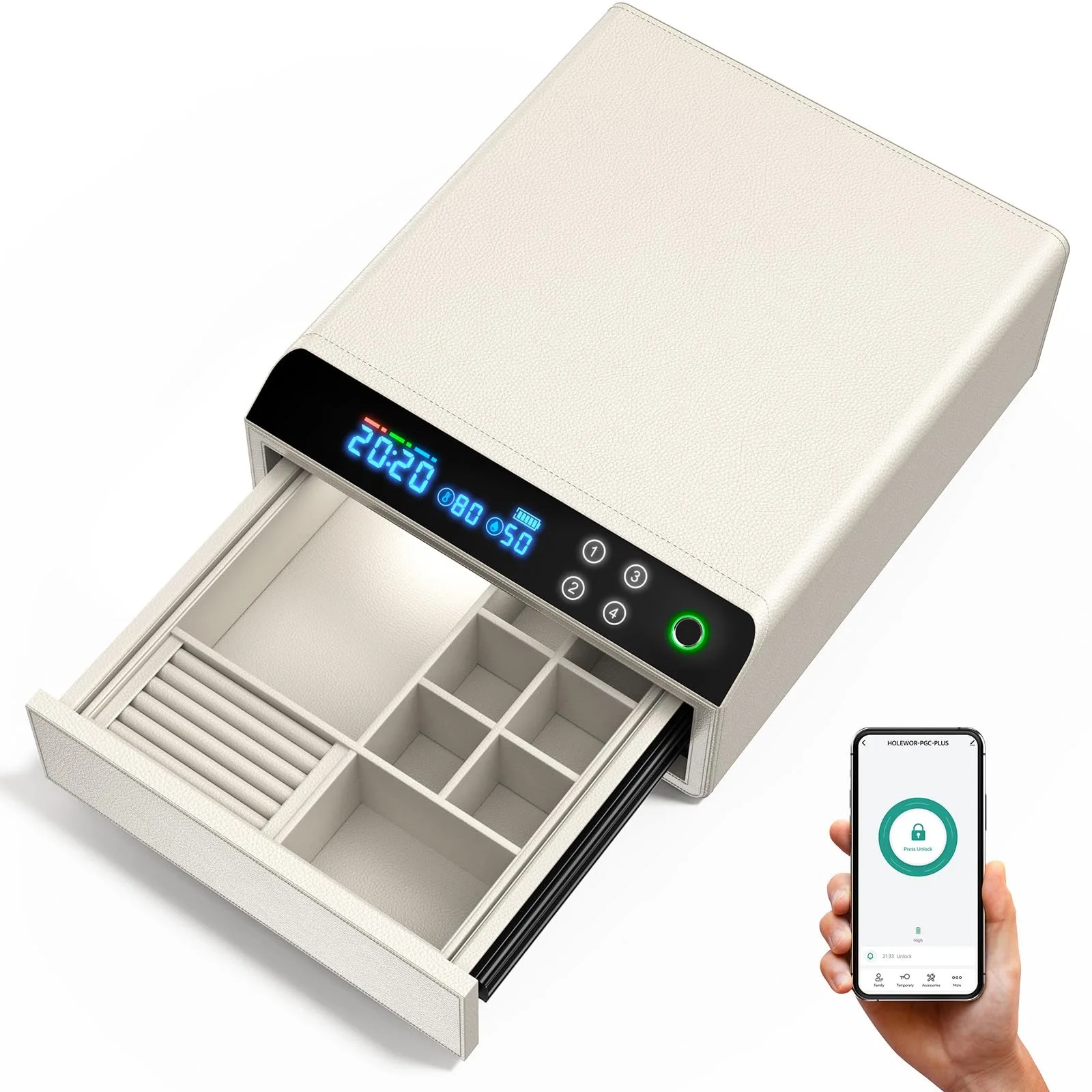 DR-1271-FT CEQSAFE Smart Electronic Digital Lock Use Leather Bluetooth Drawer Safe Biometric Jewelry Watch Winder Home Safe Box