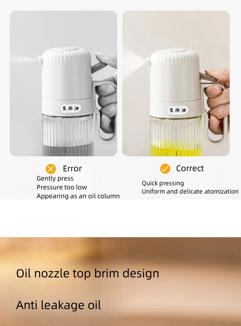 Household Kitchen Oil Bottle Leak Proof Oil Spray Pot Press Type Mist