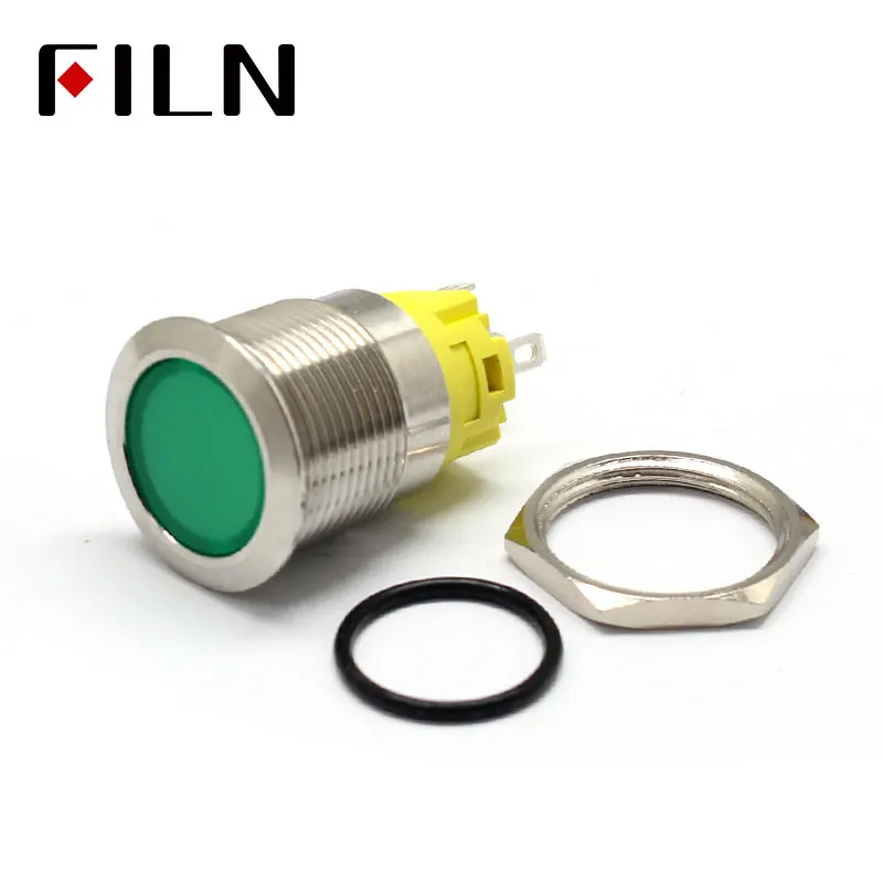 Waterproof IP67 Metal LED Warning Indicator Light Signal Lamp Pilot  Push Button Switch Wire 3V 5V 12V 220v Latching Momentary
