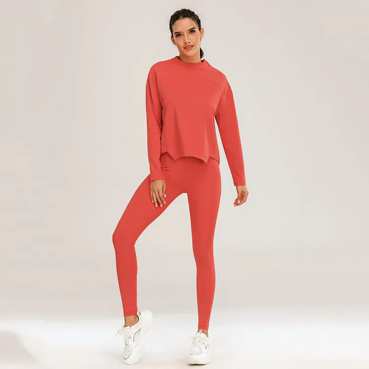 Hot Selling Fashion Women 2 Piece Set Clothing Outfits Long Sleeve   Casual Yoga Workout 2-Piece Suit With Pocket
