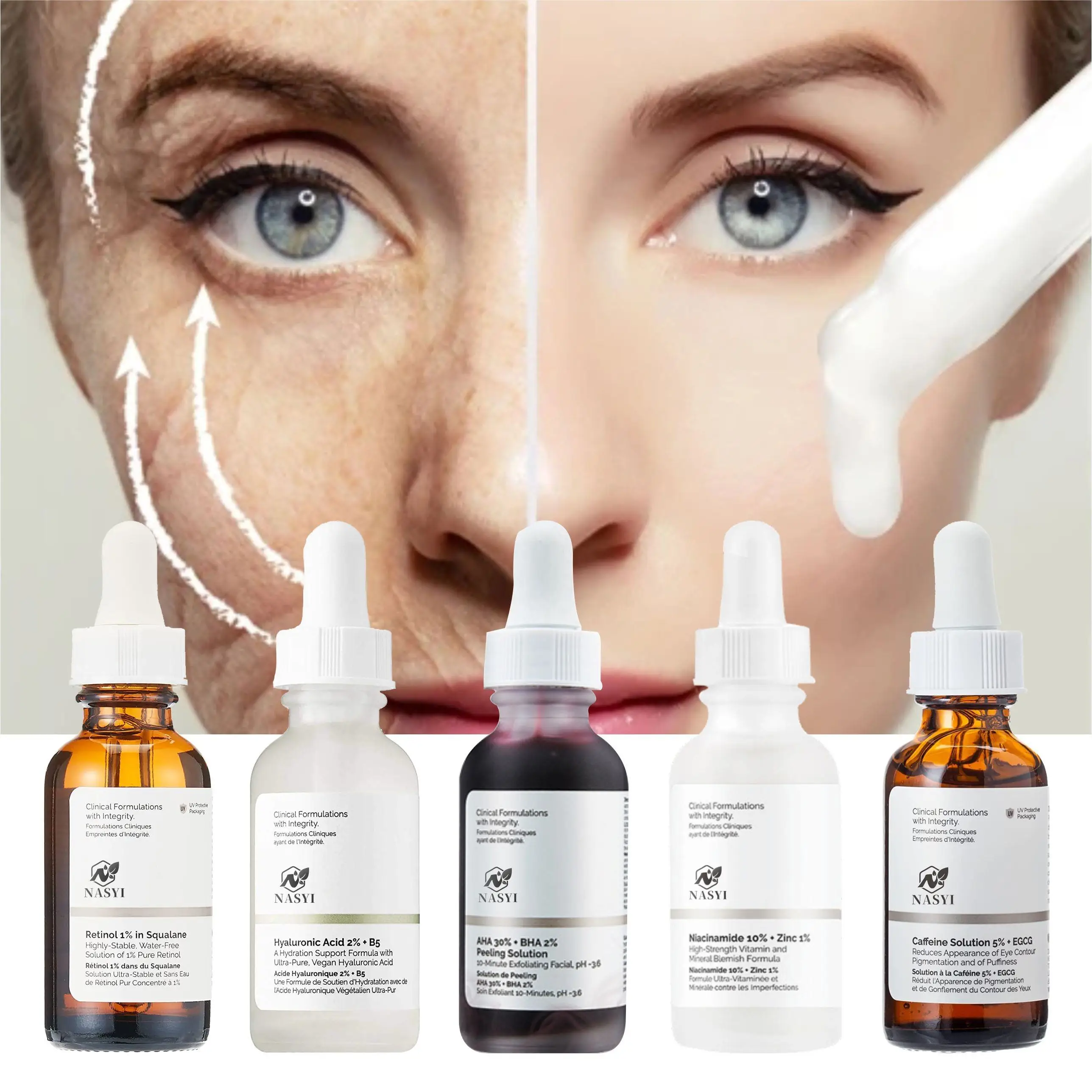 Free Sample Aha Bha Niacinamide Zinc Hyaluronic Acid B5 Retinol Facial