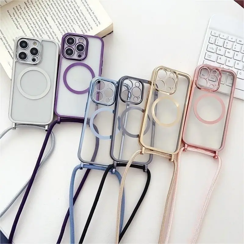 Luxury Electroplated Case For Iphone 15 14 13 12 11Plus Pro Max Heat Dissipation Cooling Phone Chain Crossbody Myc6263 Laudtec