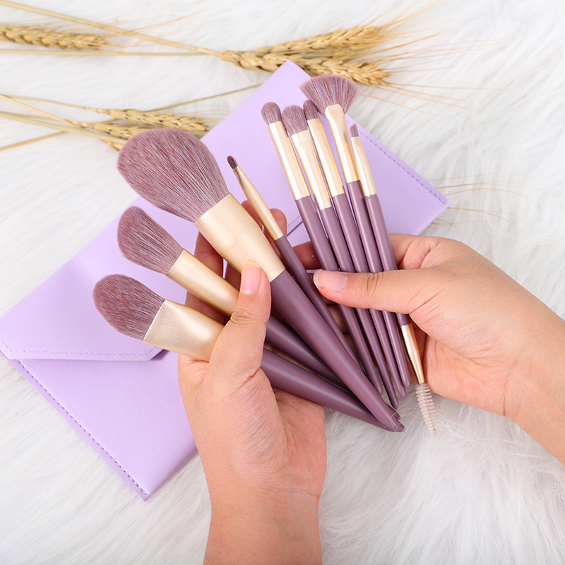 V-9-2 Новое прибытие частная этикетка кисти для макияжа изготовленным на заказ логосом 9 шт. фиолетовый макияжя теней, набор кистей для макияжа