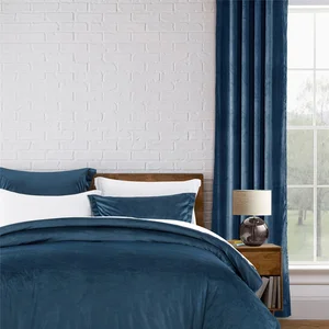 BSCI Manufacturer Direct Sale Velvet Curtain Professional Factory Blackout Velvet Window Curtain with Matching Bedding Set
