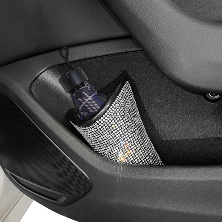 Glitter Headrest Garbage Can Universal Trash Bin Dustbin Organizer Container Multi Hanging Storage Box Bling Car Umbrella Holder