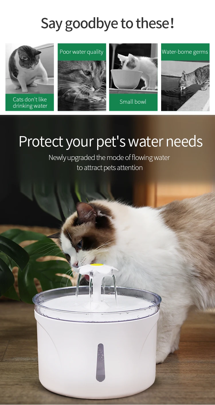 2.5L Electric Portable Plastic Ultra Quiet Puppy Kitten Drinking Bowl Dispenser Pet Dog Cat Water Fountain