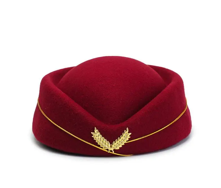 2022 Airline Stewardess Hats Handmade Performance Fedora Uniform Wool Felt Airline pilot Hat
