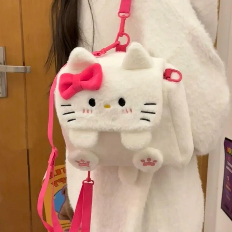 Cute Plush Backpack Versatile Female Student Double Bag Sweet Girl Single Shoulder & Cross-body Design