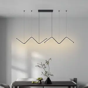 JACKSUN Aluminum Ceiling Lamps Wave Hanging Decorative Lighting Linear 3 Led Colors Options Slim Chandelier Pendant Light