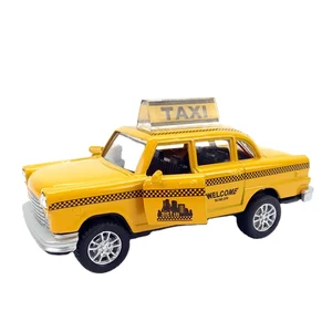 EPT Crazy Selling 1:32 Pull Back Diecast Toy Yellow Taxi with Light and Music