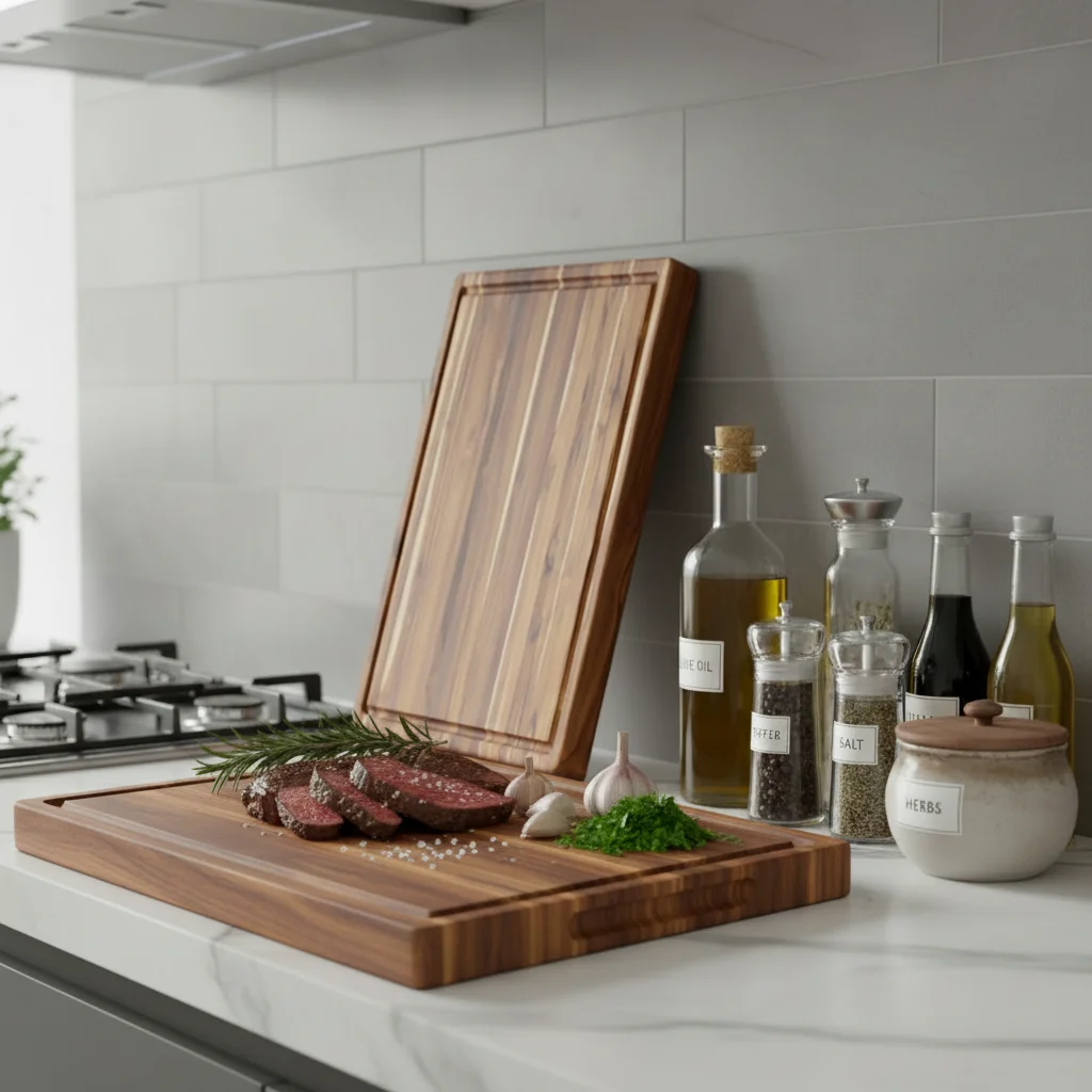 Wood Cutting Board with Juice Groove Large Reversible Edge Grain Chopping Block Kitchen Carving Board for Meat Vegetables