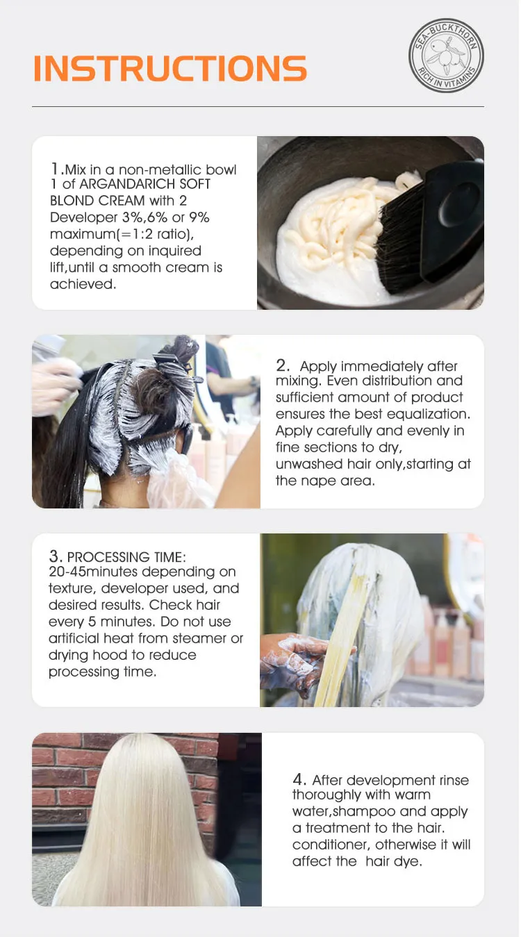 GMPC Factory Offer Soft Blonde cream And No Yellow Hair Bleach Cream