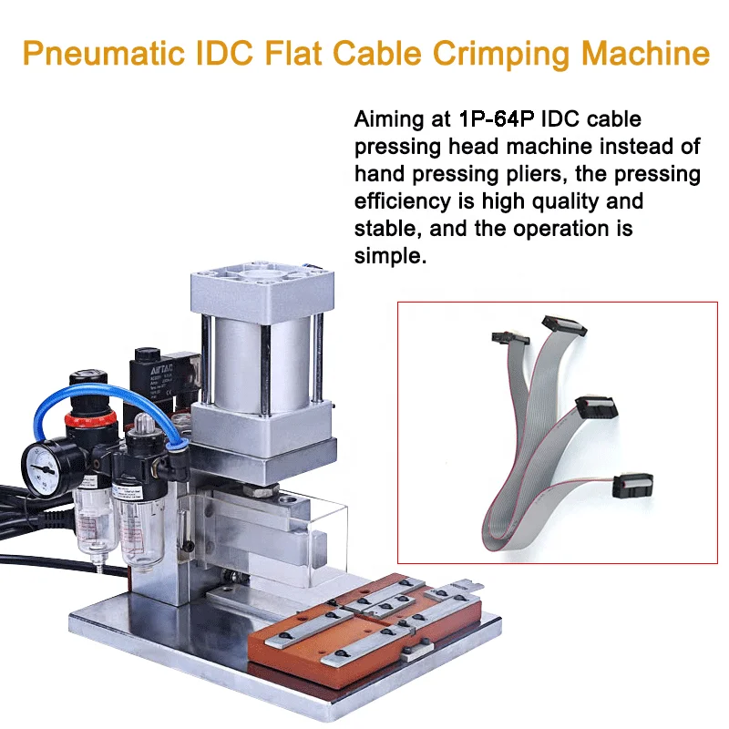 Adjustable IDC Flat Cable Connector Crimping Machine 2P to 64P Cable Ribbon Cable Pneumatic Yihan YH-64P Semi-Automatic ODM