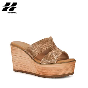 Glamorous Women's Wedge Sandals with Rhinestone Soft and Comfortable Stylish Footwear for Party & Summer Scenes