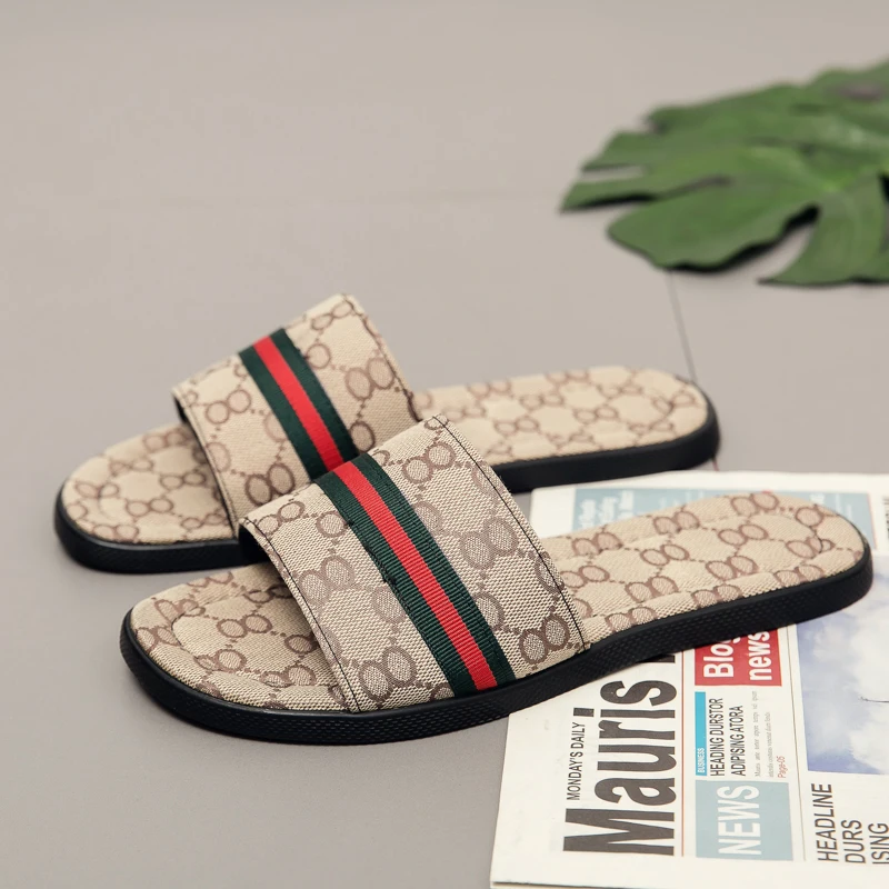 Summer New Custom Designer Comfy Fashionable Leather Slippers For Men ...
