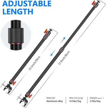 Neewer Camera Slider Support Arm Stabilizer, 2-Pack Adjustable Tripod Stability Arm for Increasing Stability in Aluminum Alloy detail image