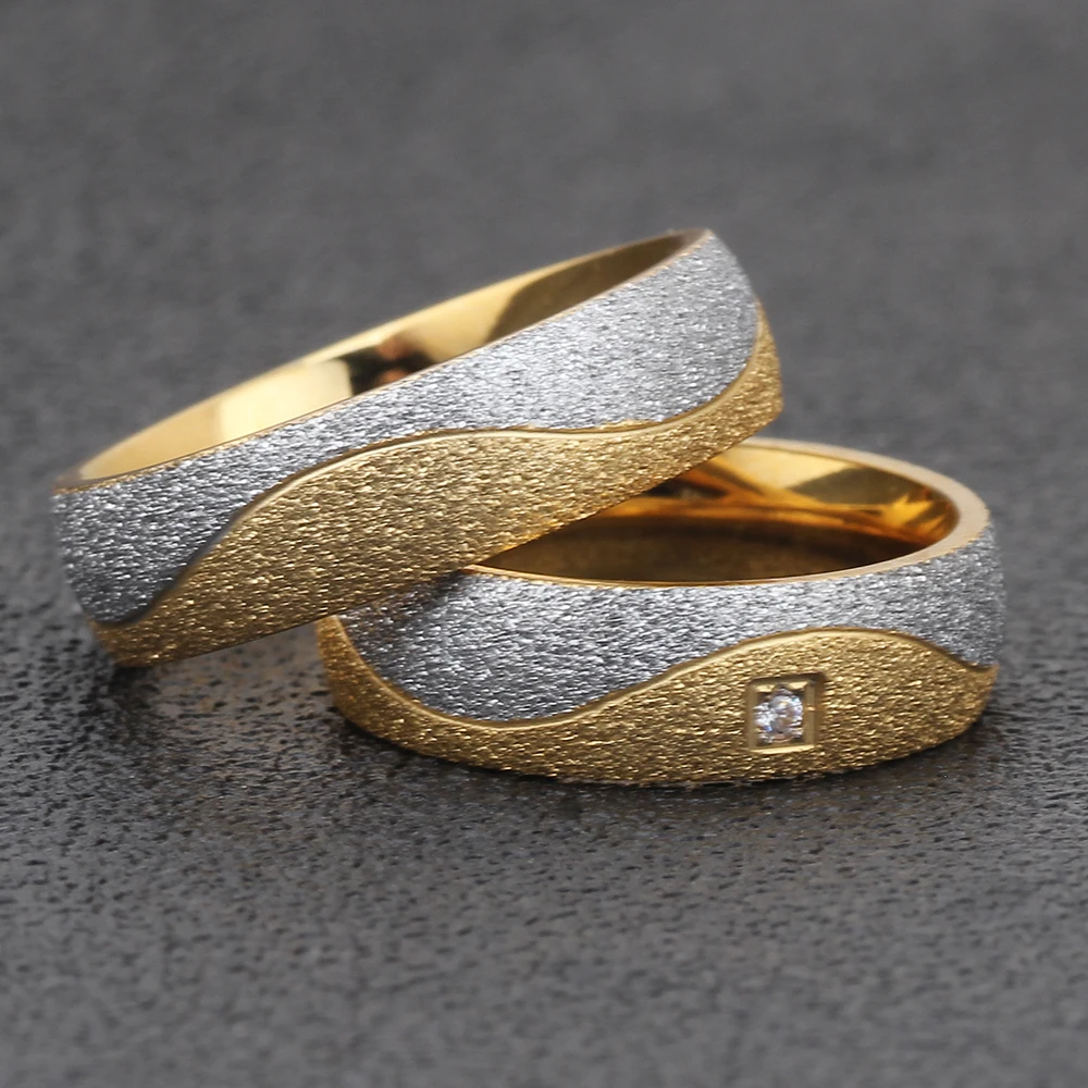 Gemini His & Her Wedding Rings – 18K Gold Filled Titanium, 8mm & 5mm Width, Matching Set