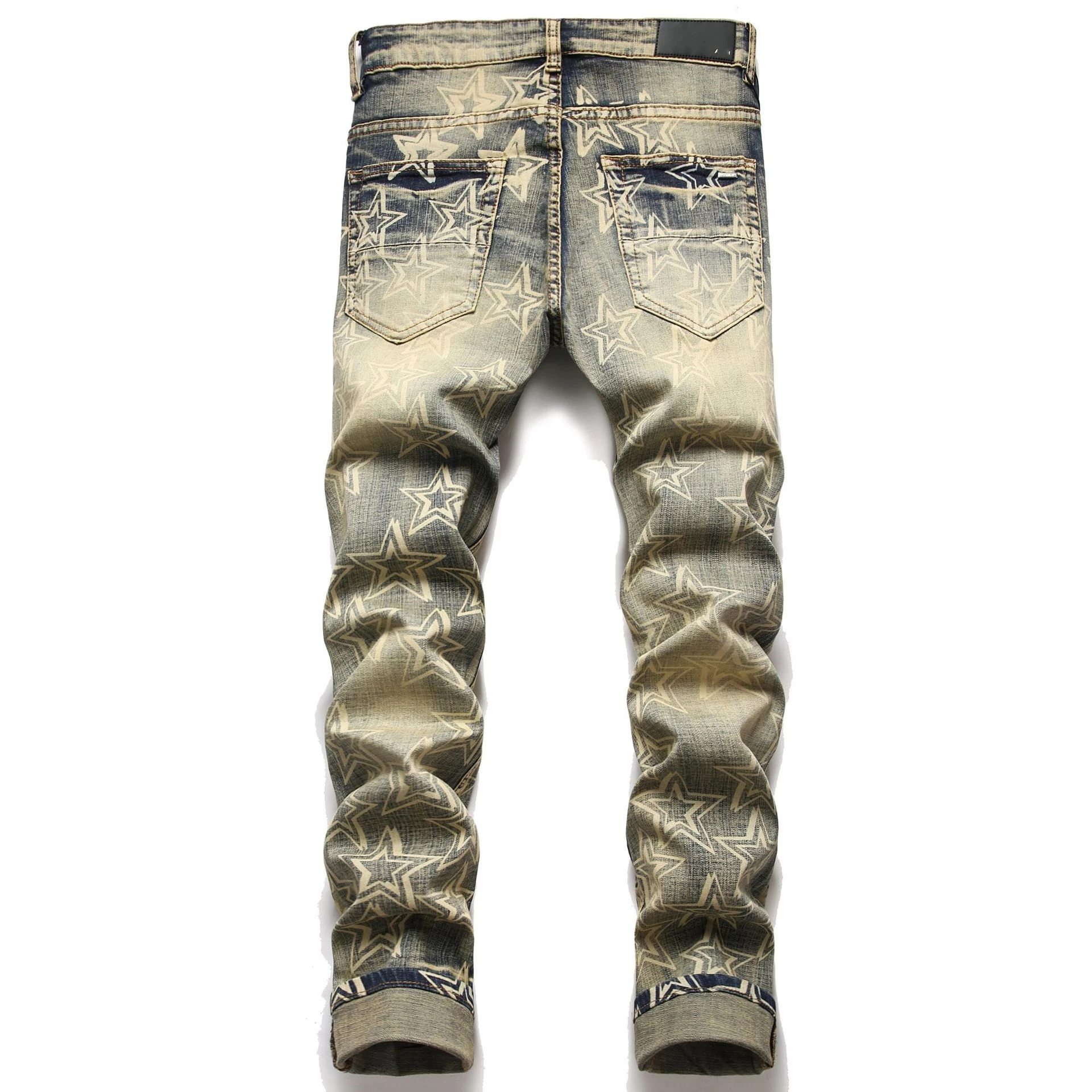 Oem Custom High Street Embroidery Ripped Denim Jeans Vintage Stacked ...