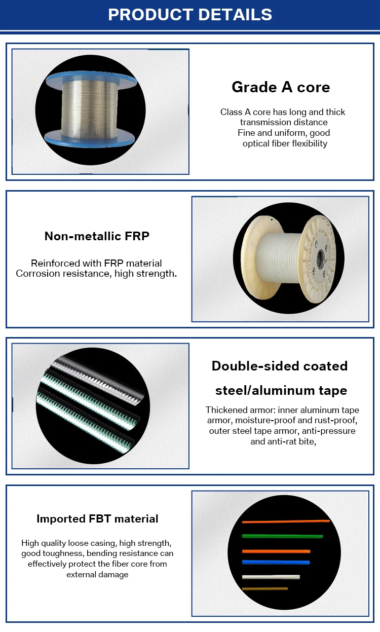 Single Mode Fiber Optic Cable GYFTA 53 2km Underground Anti-Rodent ...