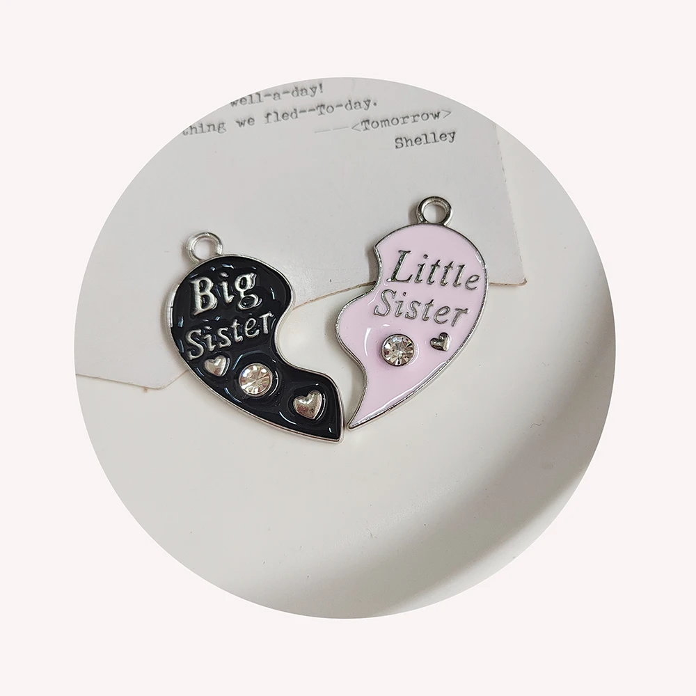 Collana Ciondolo Cuore Big Little Sister, Gioiello Regalo Famiglia