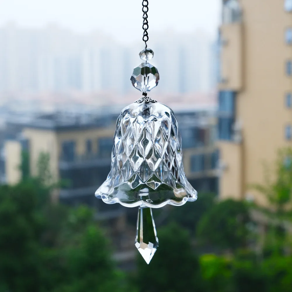 Creative Bell Crystal Wind Chime Window Hanging Glass Ornament Sun Catcher Christmas Decoration